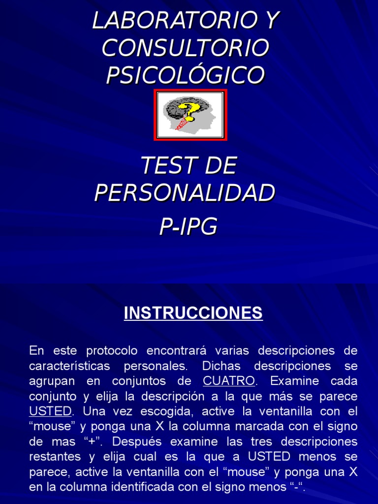 Instrucciones para el Test P-IPG | PDF
