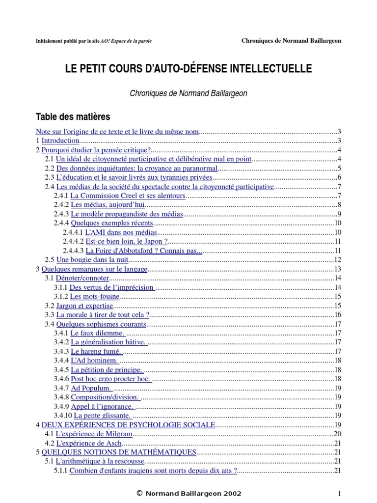 Petit cours d'autodéfense intellectuelle - Lux Éditeur