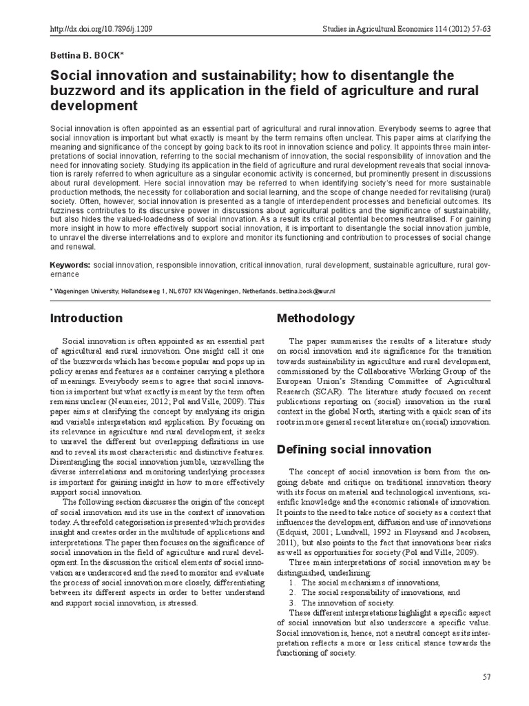 Social Innovation in Agriculture | PDF | Innovation | Social Exclusion