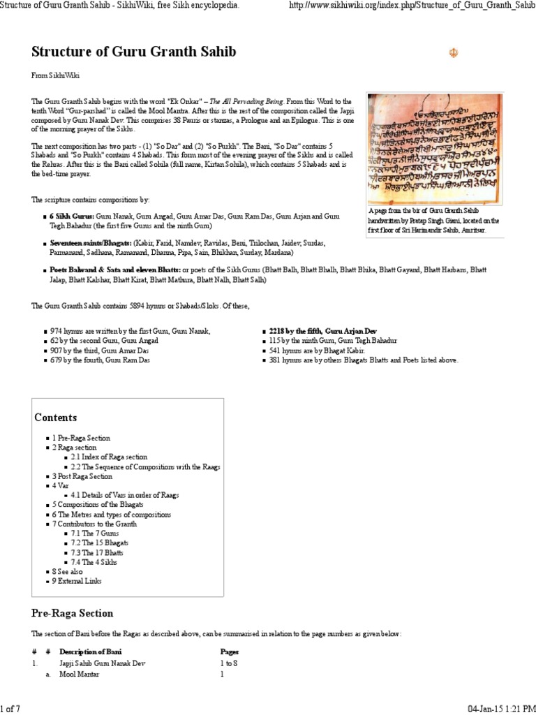 Structure of Guru Granth Sahib - SikhiWiki, Free Sikh Encyclopedia ...