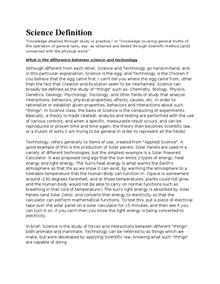 Science Definition PDF Theory Science