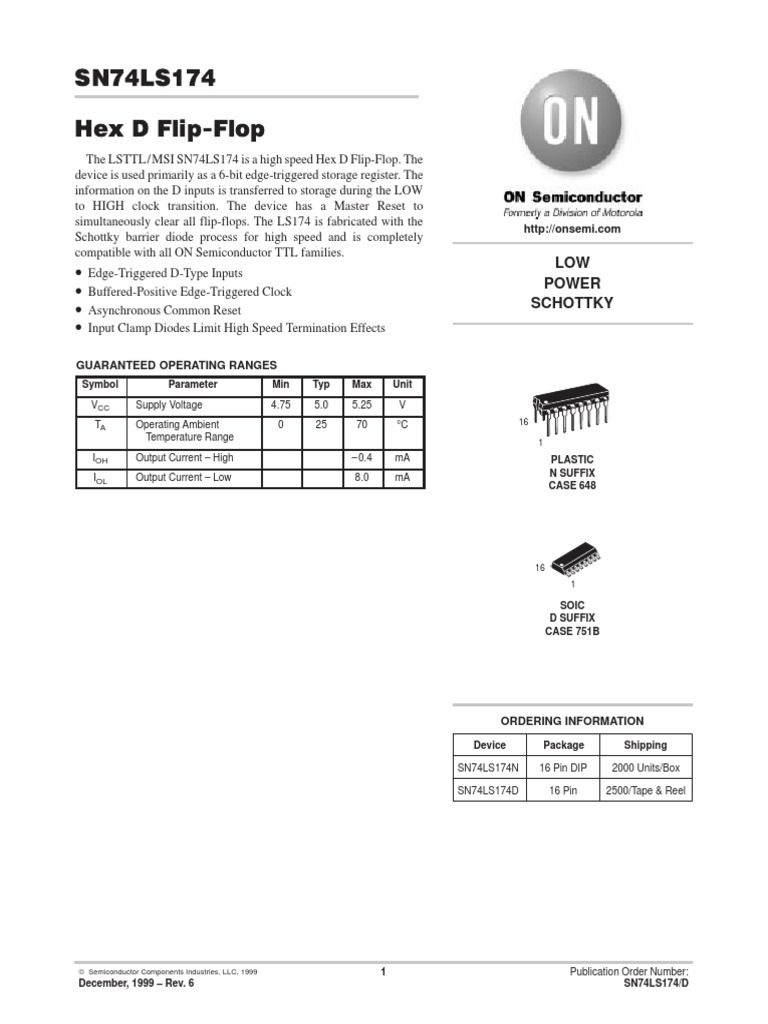 SN74LS174 Hex D Flip-Flop Guide | PDF | Manufactured Goods ...