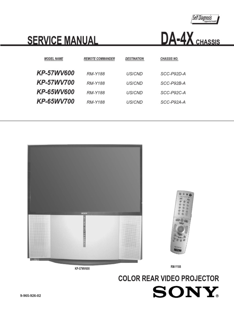 Service Manual SONY Kp65wv600