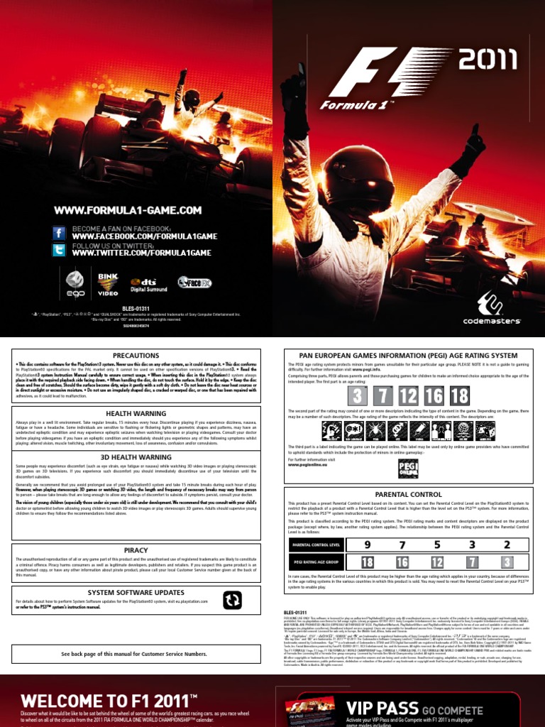 F1 11 Manual Ps3 Formula One Computing And Information Technology