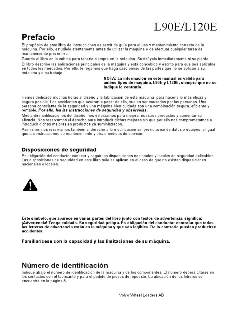Manual Operador VOLVO L90E-L120E | Transmisión (Mecánica) | Eje