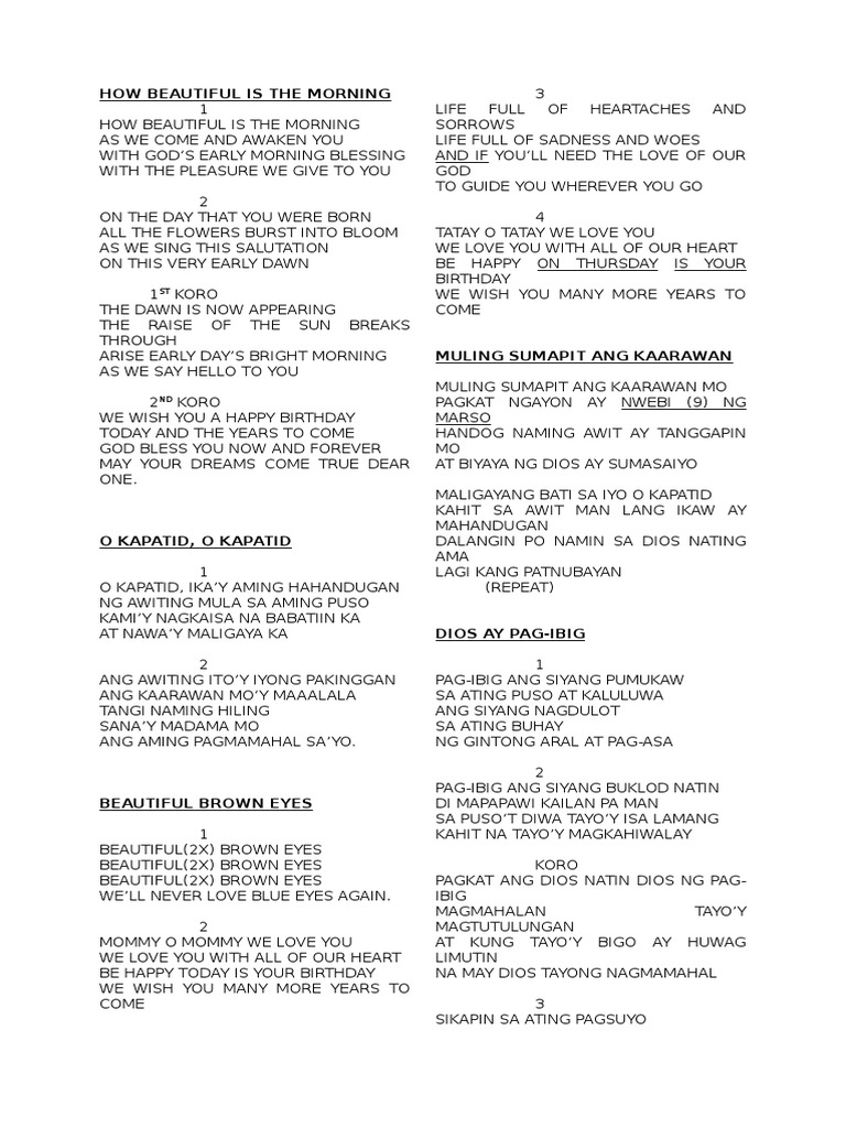 Serenade Songs and Lyrics