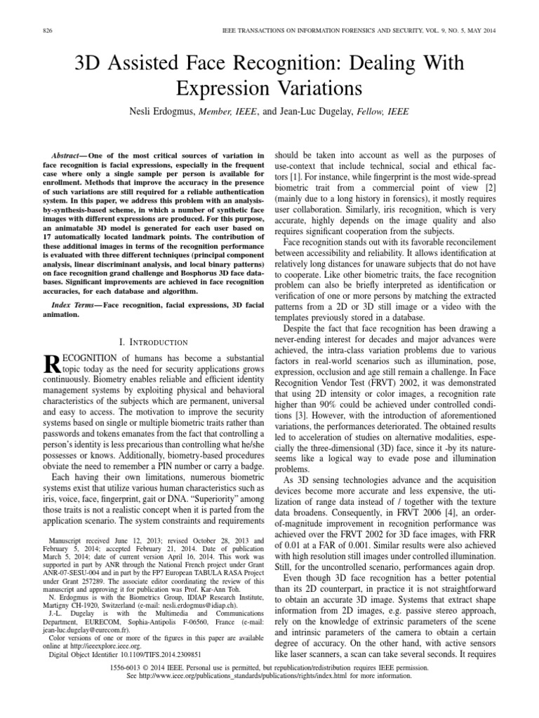 Research Paper Biometrics 3 D Modeling
