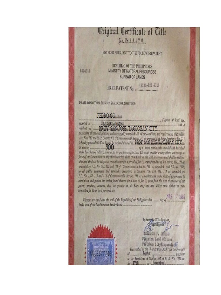 Original Certificate of Title PDF