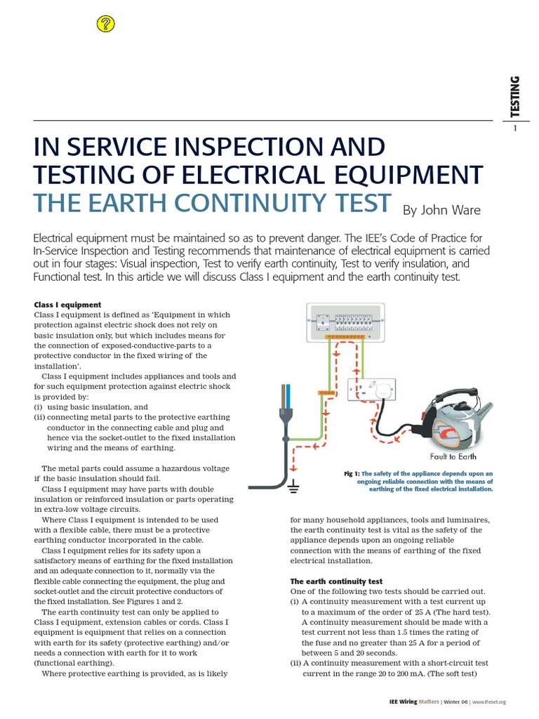 2006 21 Winter Wiring Matters Inspection and Testing Earth Continuity ...