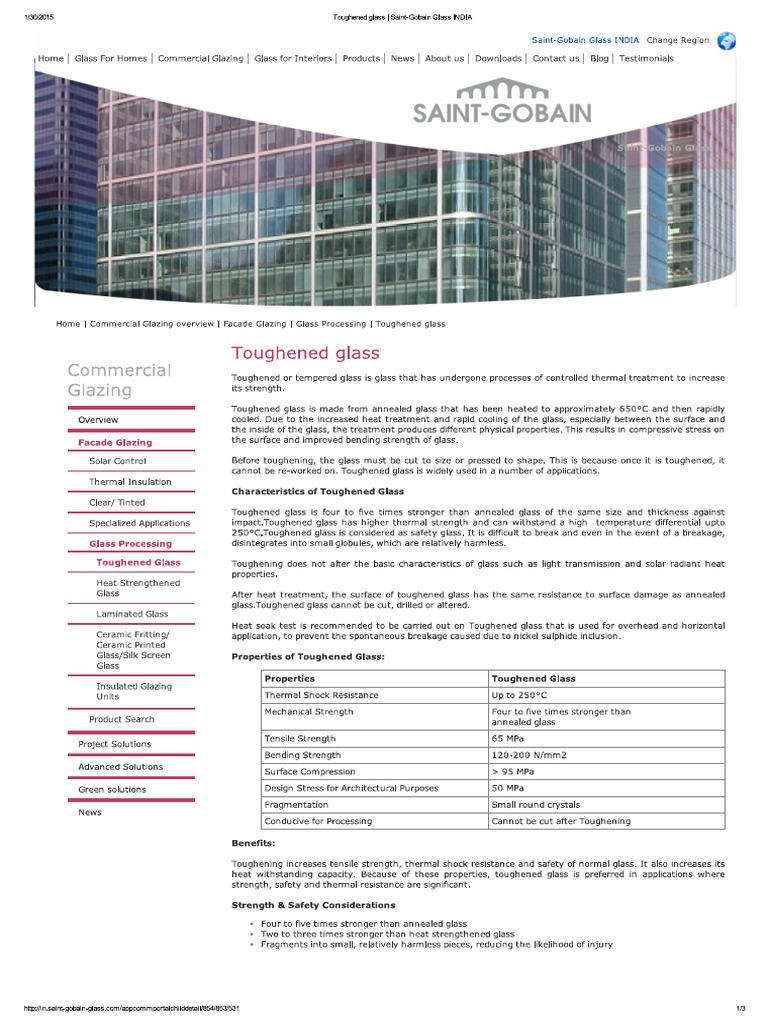 Toughened Glass - Saint-Gobain Glass INDIA | PDF