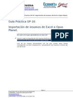 Guía Práctica GP-10 Importar Insumos de Excel A Opus Planet