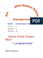 Name of The Project Work: "C Programmes"