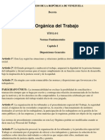 Ley Orgánica Del Trabajo - Legislación