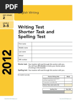 3 Ks2 English 2012 Writing Test Shorter Task Spelling Test External