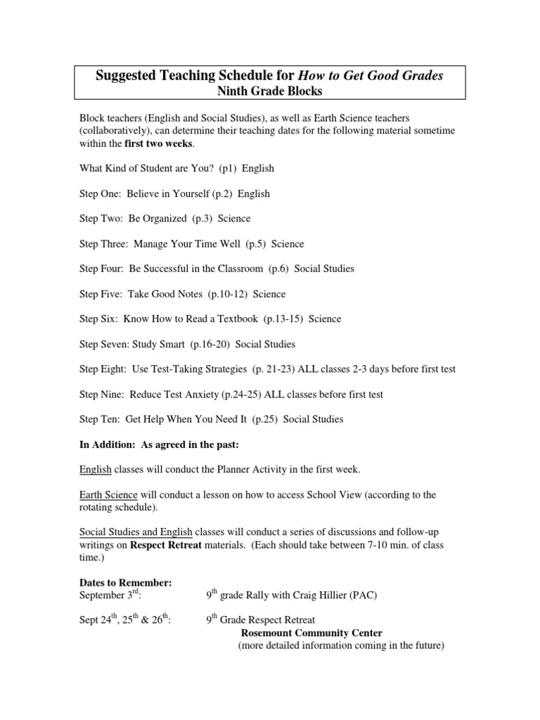 How To Get Good Grades Lesson Plan2015 PDF