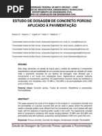 Estudo de Dosagem de Concreto Poroso Aplicado à Pavimentação