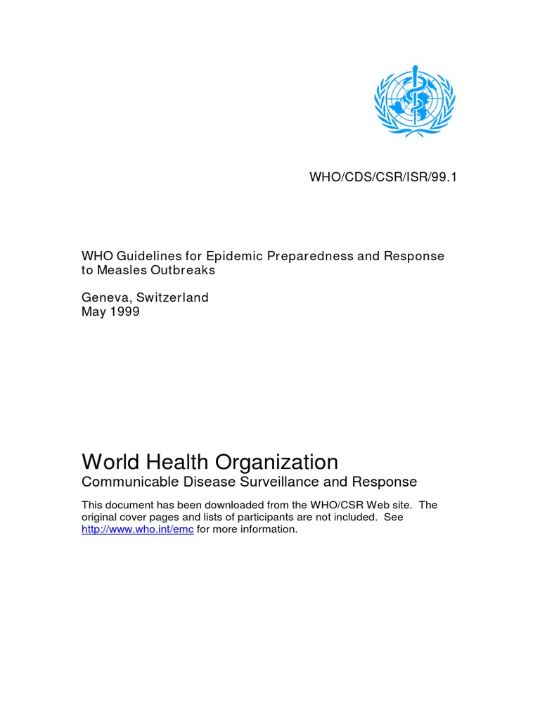 World Health Organization: WHO/CDS/CSR/ISR/99.1 | PDF | Measles | Vaccines