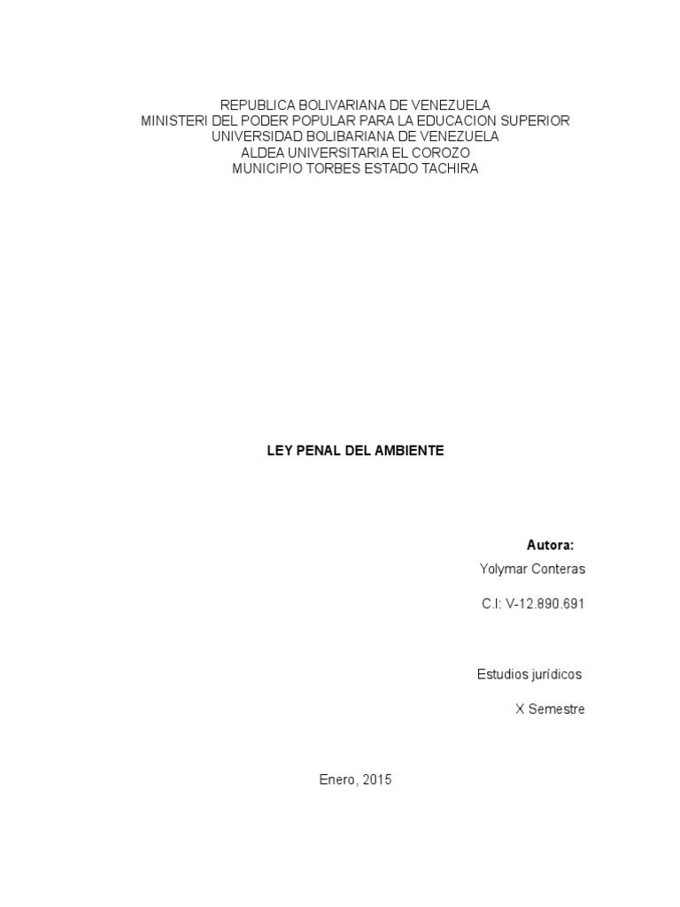 Ley Penal Del Ambiente | PDF | Delito | Derecho penal
