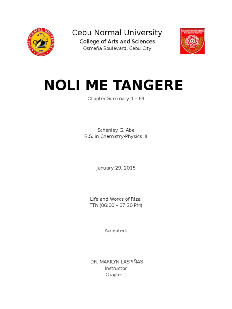 Noli Me Tangere Summary By Chapter Religion & Spirituality