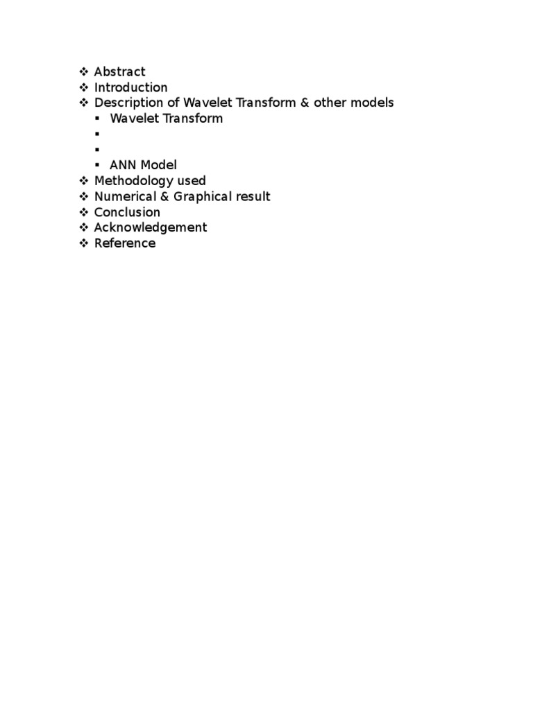 Wavelet Transform and ANN Model Analysis | PDF | Science & Mathematics