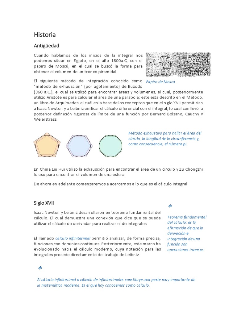 Historia de la Integral y su Evolución | PDF | Integral | Cálculo