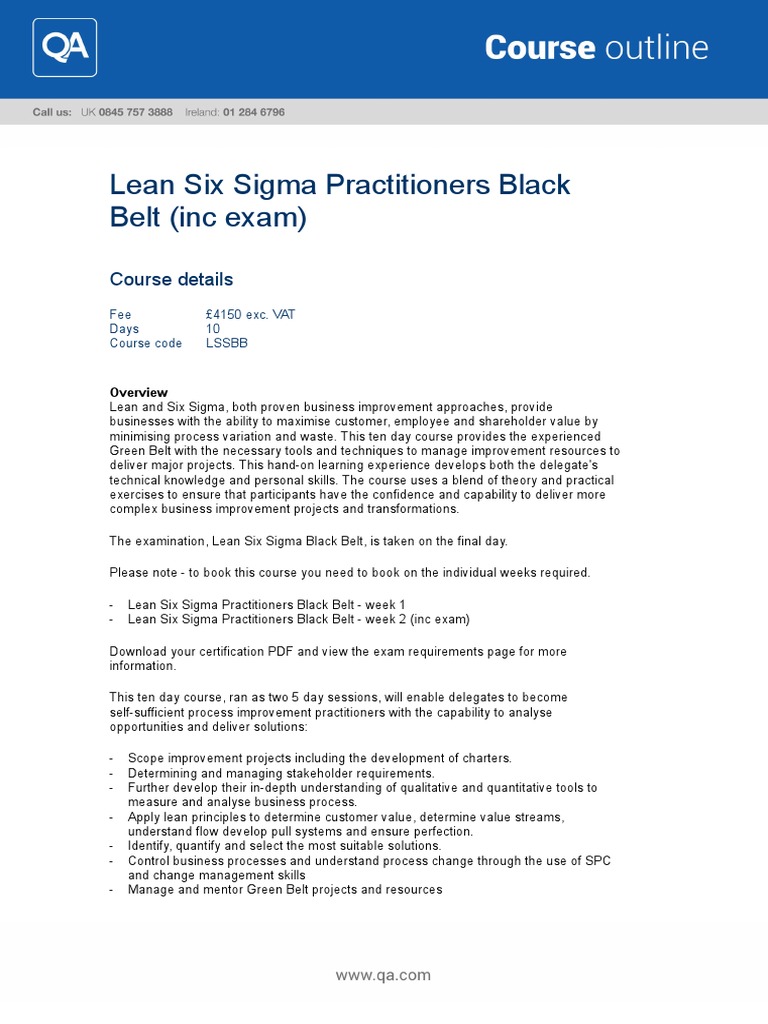 Advanced Lean Six Sigma Black Belt | PDF | Six Sigma | Lean Manufacturing
