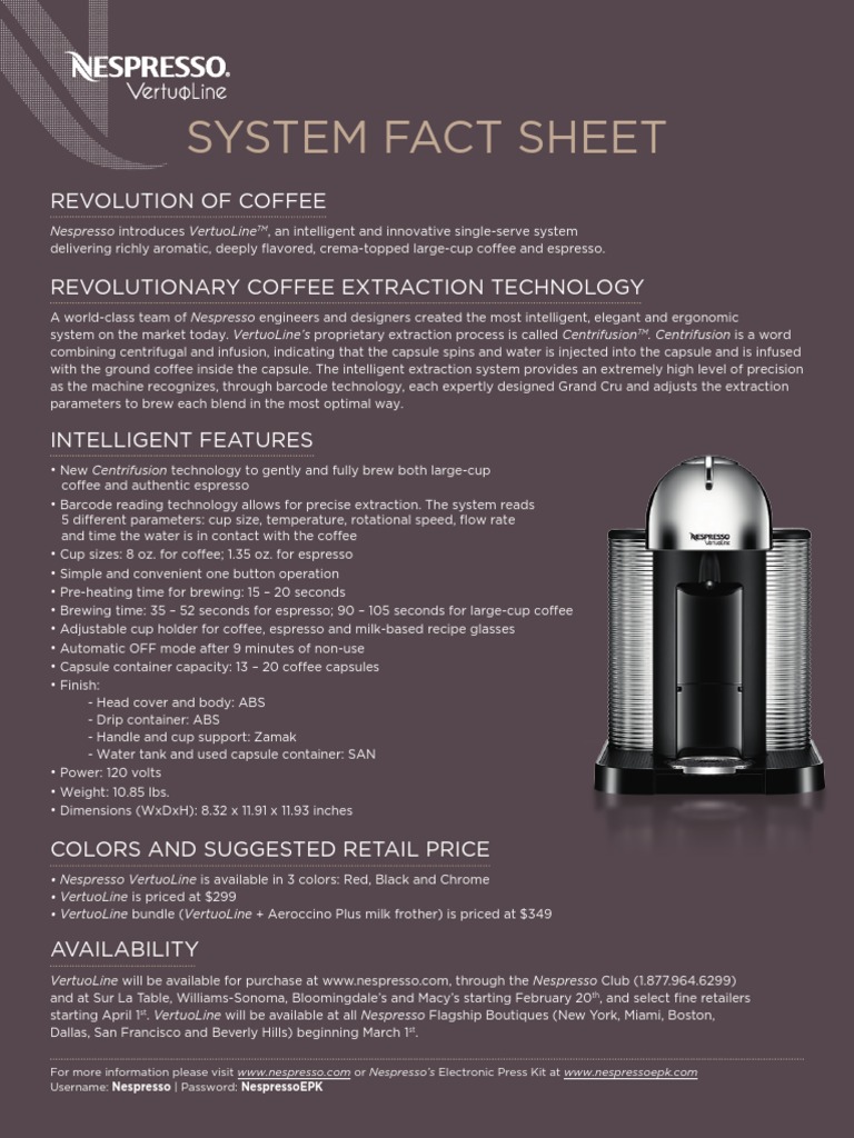 Nespresso VertuoLine Factsheet Coffee Drink
