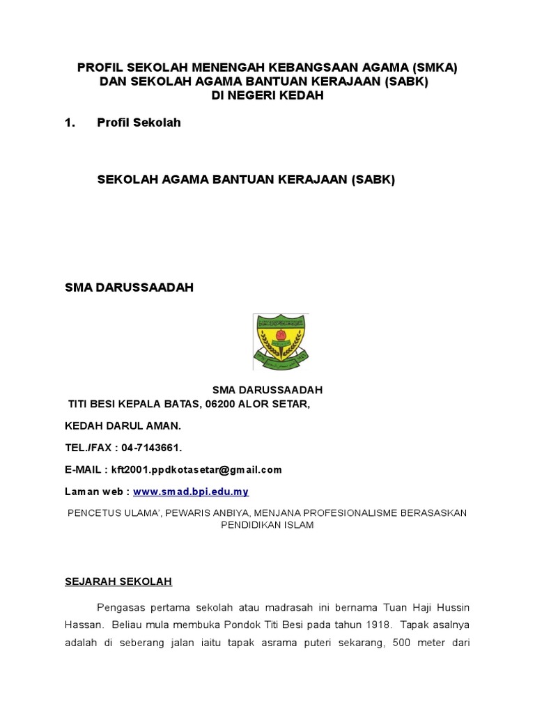 Contoh Profil Sekolah Doc