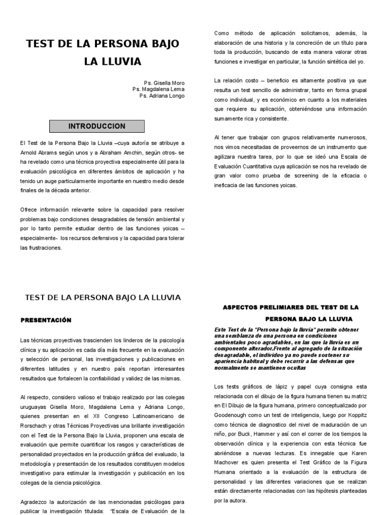 Test de La Persona Bajo La Lluvia Xii Congreso | PDF | Crecimiento ...