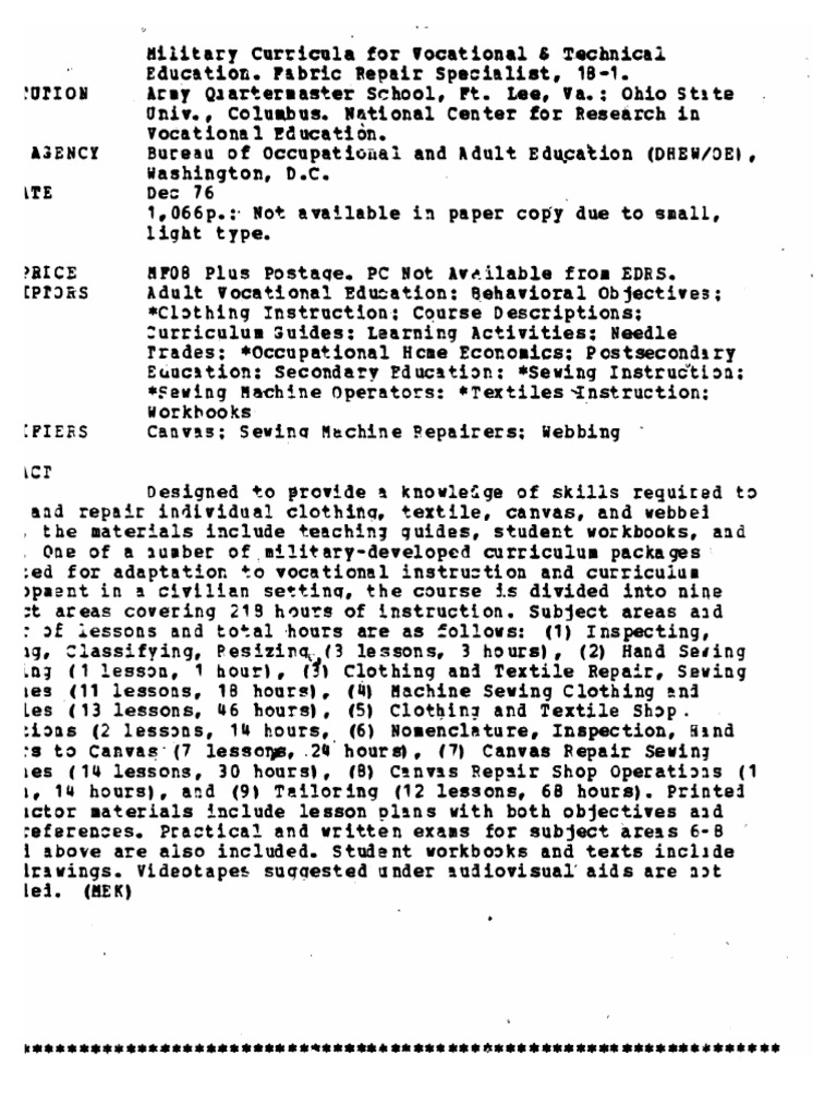 Fabric Repair Specialist PDF Tent Sewing