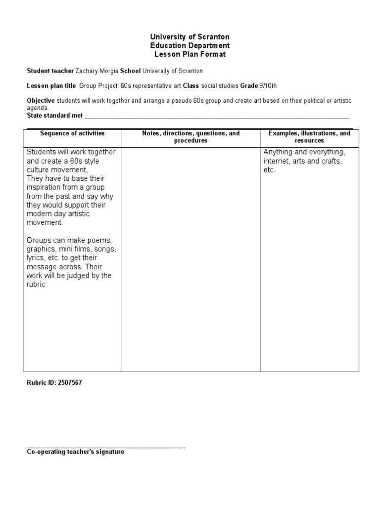 Lessonplan-Format 6 | PDF