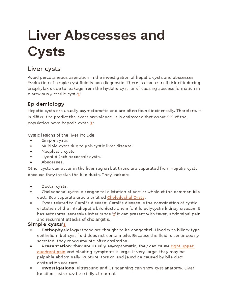 Liver Abscesses and Cysts | PDF | Liver | Gastroenterology