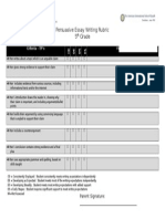 Persuasive Essay Rubric