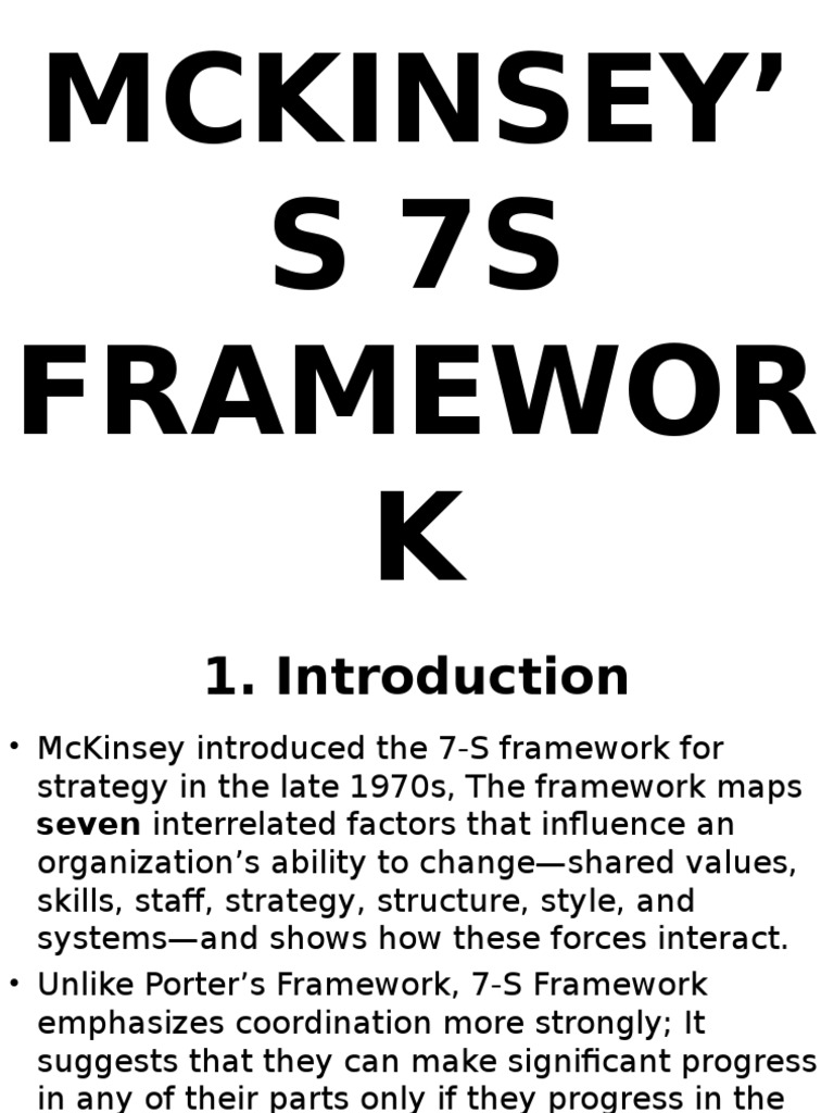 Mckinsey's 7's Framework | PDF | Mc Kinsey & Company | Strategic Management