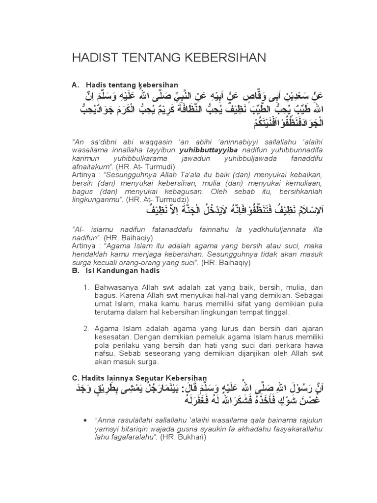 Hadist Tentang Kebersihan
