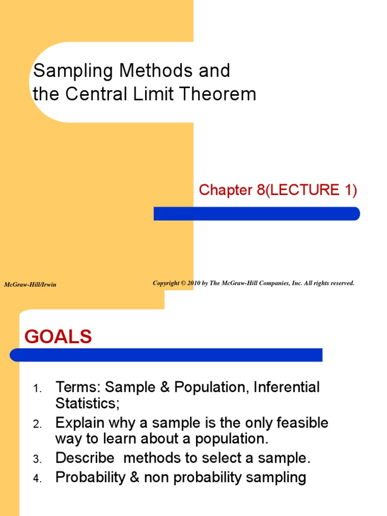 Sampling Methods and The Central Limit Theorem: Chapter 8 (LECTURE 1 ...