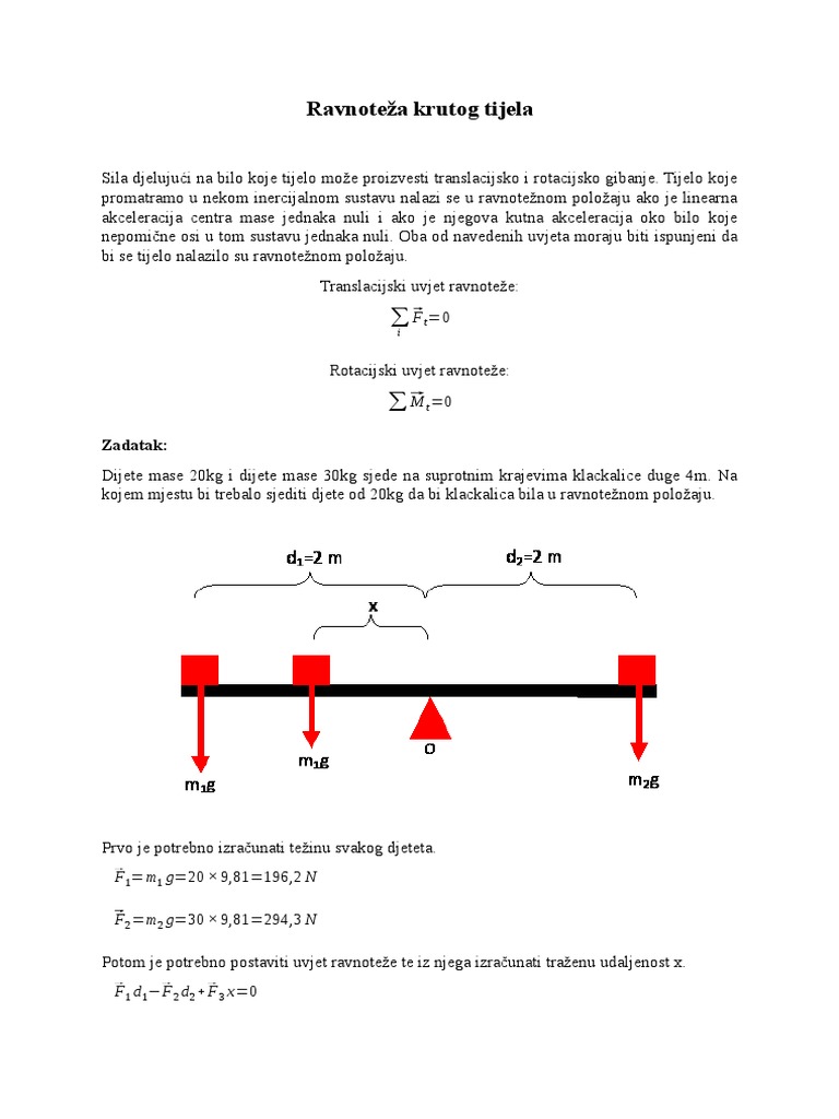 Ravnoteža Krutog Tijela | PDF