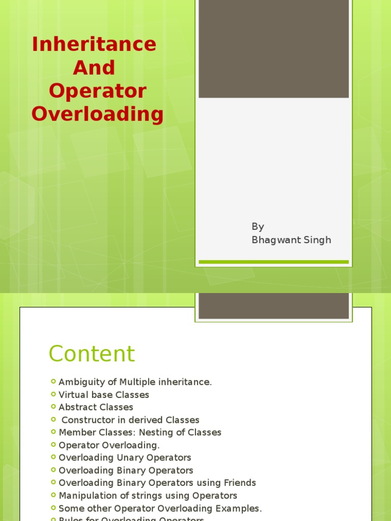 Inheritance and Operator Overloading | PDF | C++ | Constructor (Object ...