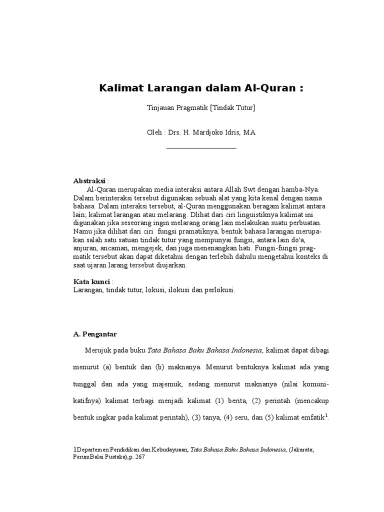 Kalimat Larangan Dalam Al Quran Pdf