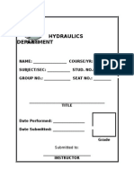 Hydraulics Department: Submitted To