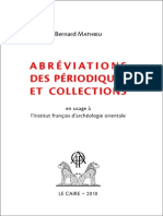 Mathieu, Abréviations des périodiques, 2010