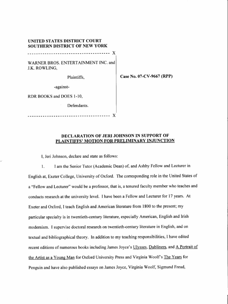 Jeri Johnson's Declaration on Lexicon | PDF