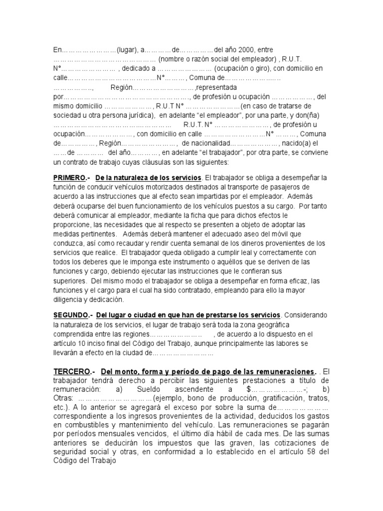 Contrato Taxi Gobierno Política