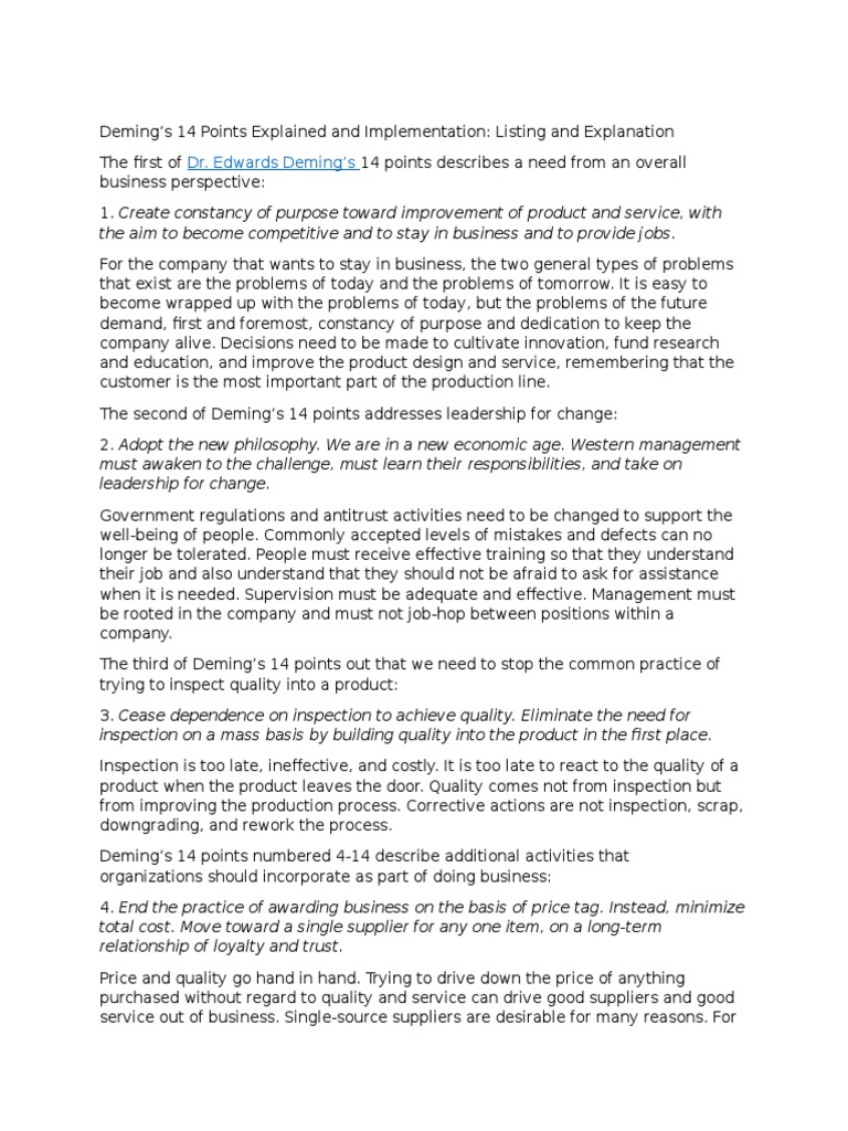 🎉 Demings 14 points explained. Interpreting Deming's 14 Points. 20190128
