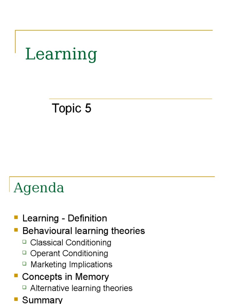 Learning Pdf Classical Conditioning Memory