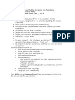 Practical Writing and Public Speaking For Musicians Class Notes - Interview Skills Guest Speaker: Prof. Poon, Dec 1, 2014