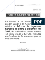 Ingresos-Egresos: Informe de Ingresos-Egresos de Enero A Diciembre de 2009