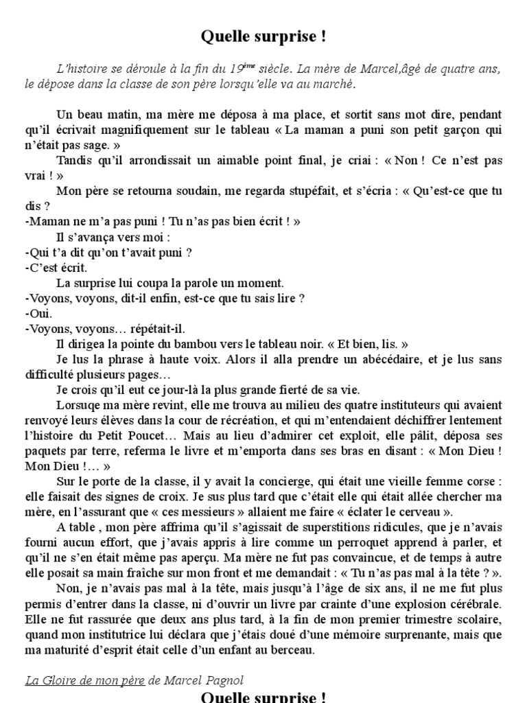 La Gloire De Mon Père Résumé Pdf