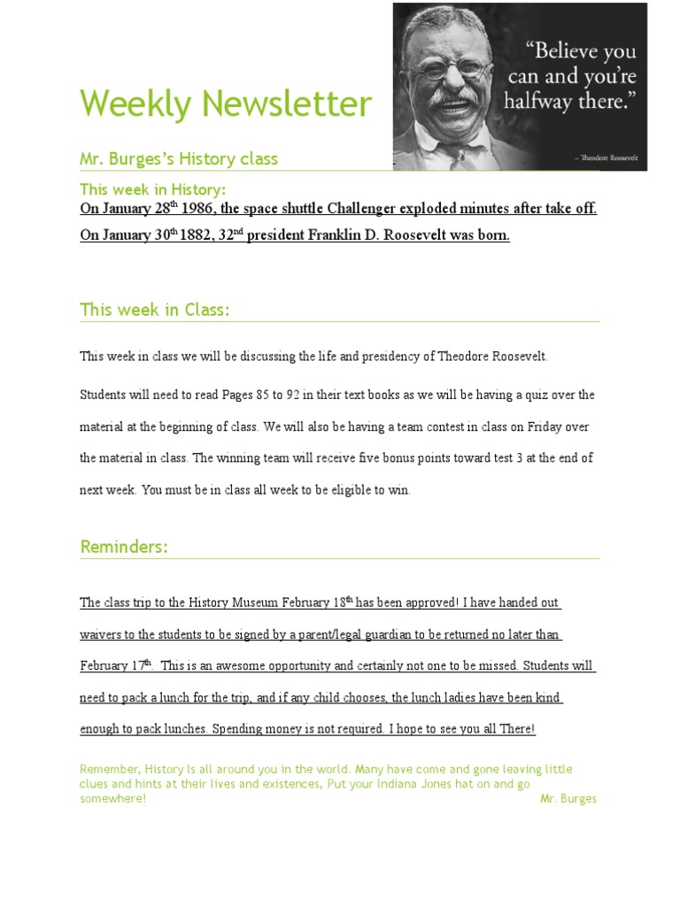 Weekly Newsletter 1 | PDF | Social Science