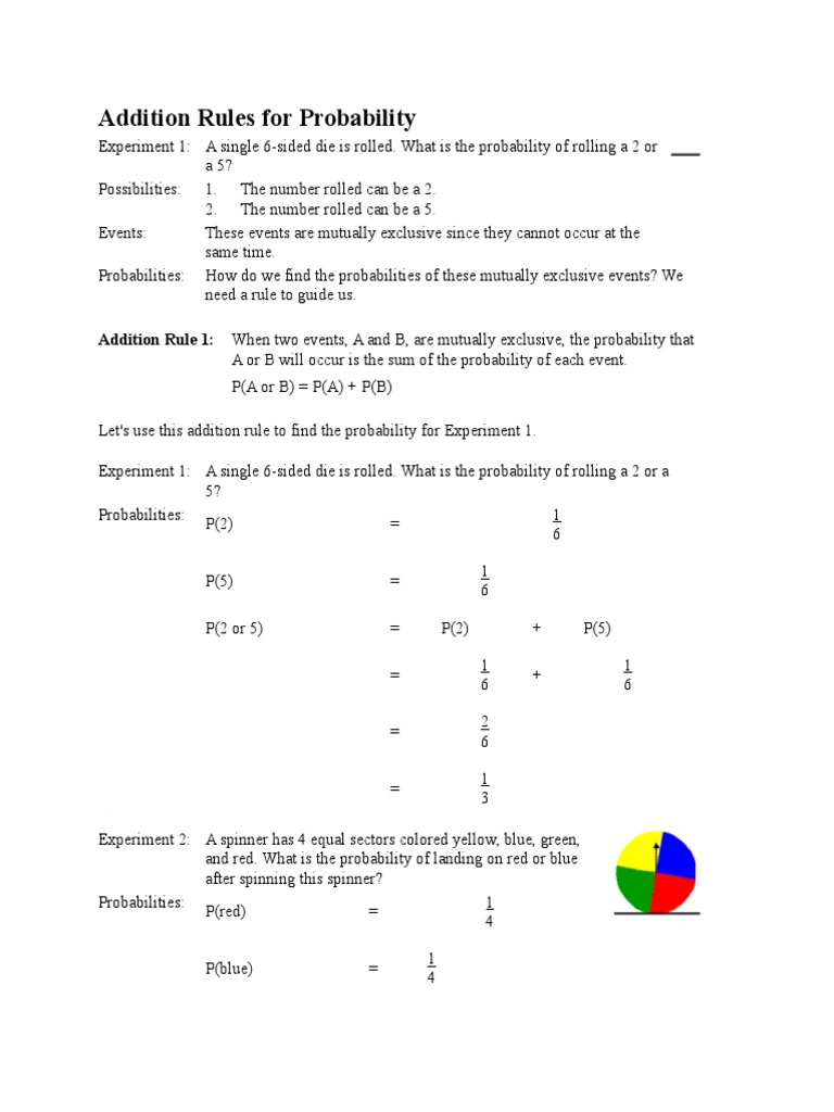 Addition Rules For Probability | PDF | Probability | Logic